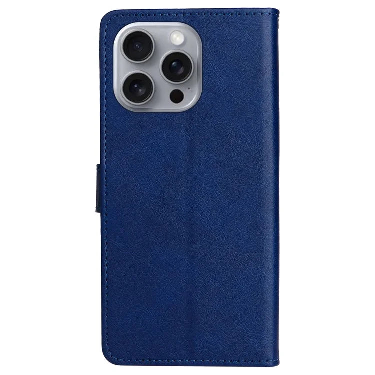 KT Leather Series-2 for iPhone 16 Pro Max Wallet Case Solid Color Leather Flip Phone Cover