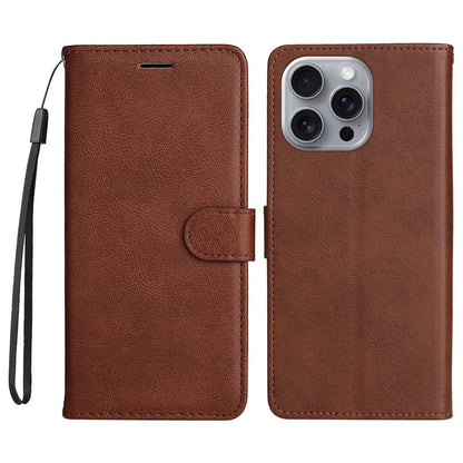 KT Leather Series-2 for iPhone 16 Pro Max Wallet Case Solid Color Leather Flip Phone Cover