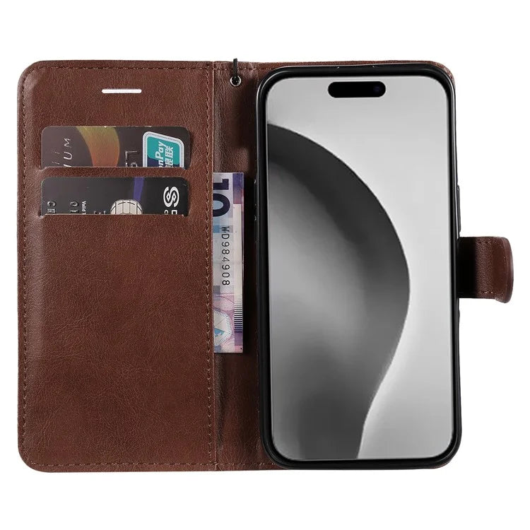 KT Leather Series-2 for iPhone 16 Pro Max Wallet Case Solid Color Leather Flip Phone Cover
