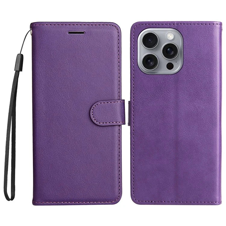 KT Leather Series-2 for iPhone 16 Pro Max Wallet Case Solid Color Leather Flip Phone Cover