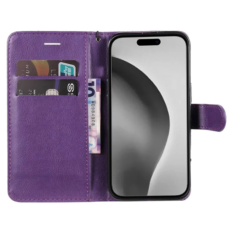 KT Leather Series-2 for iPhone 16 Pro Max Wallet Case Solid Color Leather Flip Phone Cover