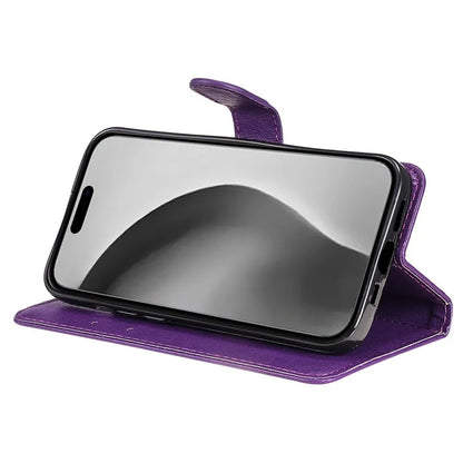 KT Leather Series-2 for iPhone 16 Pro Max Wallet Case Solid Color Leather Flip Phone Cover