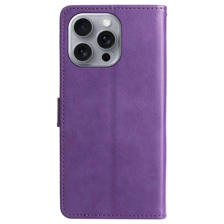 KT Leather Series-2 for iPhone 16 Pro Max Wallet Case Solid Color Leather Flip Phone Cover