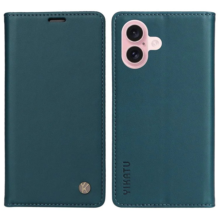 YIKATU YK-001 For iPhone 16 Case PU Leather Stand Wallet Protective Phone Cover