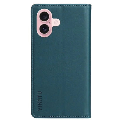 YIKATU YK-001 For iPhone 16 Case PU Leather Stand Wallet Protective Phone Cover