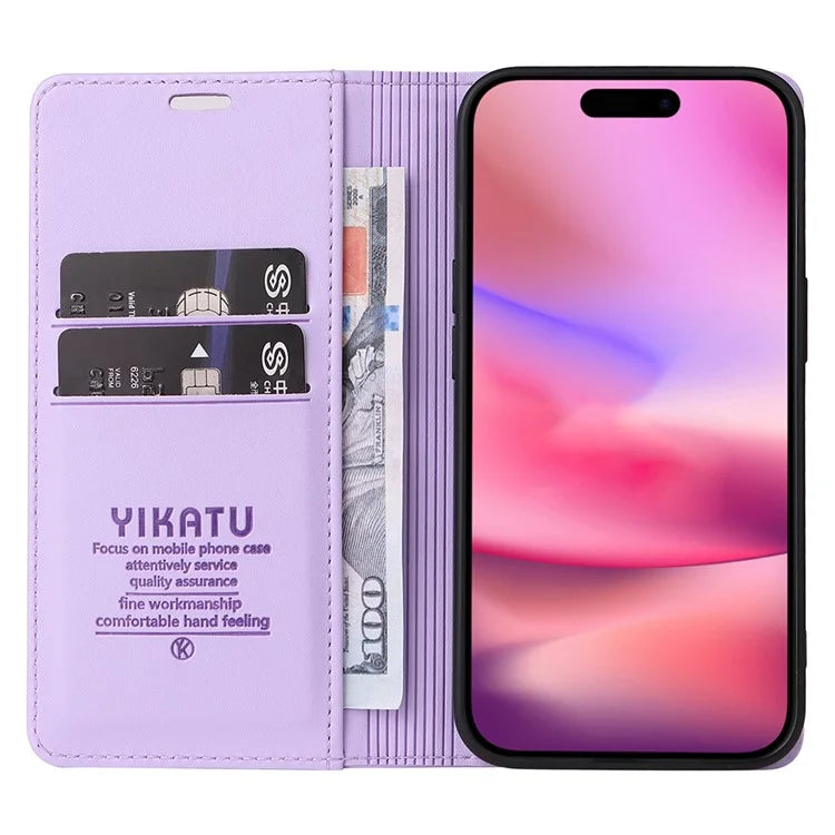YIKATU YK-001 For iPhone 16 Case PU Leather Stand Wallet Protective Phone Cover