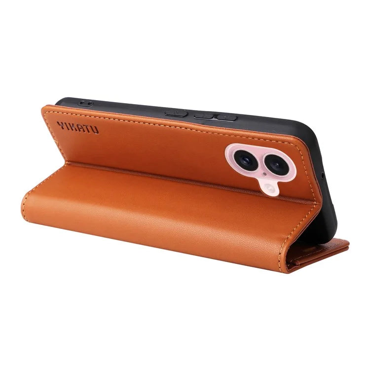 YIKATU YK-001 For iPhone 16 Case PU Leather Stand Wallet Protective Phone Cover