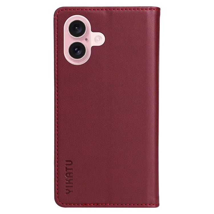 YIKATU YK-001 For iPhone 16 Case PU Leather Stand Wallet Protective Phone Cover
