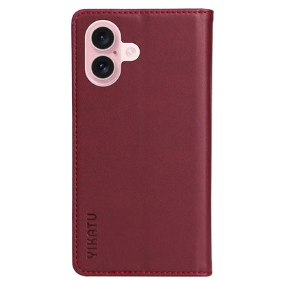 YIKATU YK-001 For iPhone 16 Case PU Leather Stand Wallet Protective Phone Cover