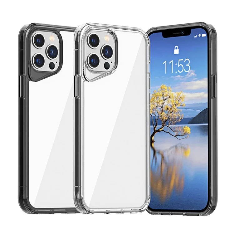 For iPhone 12 Pro Max Case TPU+PC+PMMA Clear Phone Cover Colorful Borders