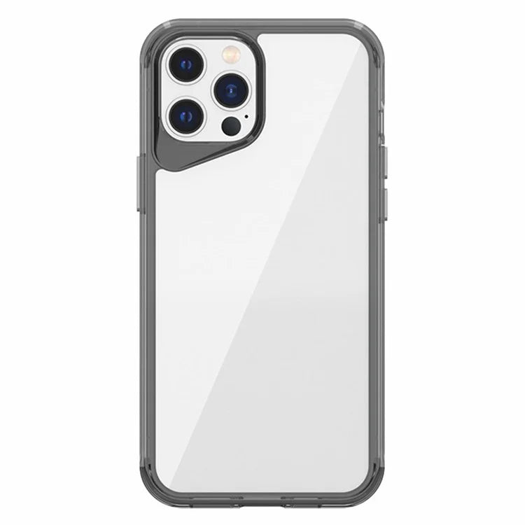 For iPhone 12 Pro Max Case TPU+PC+PMMA Clear Phone Cover Colorful Borders Black