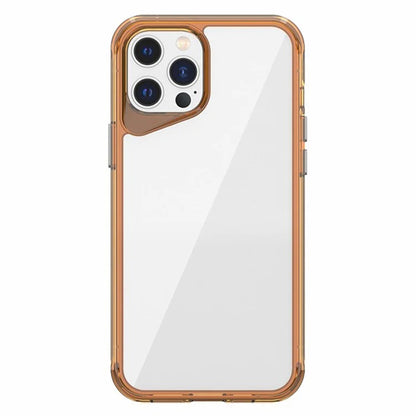 For iPhone 12 Pro Max Case TPU+PC+PMMA Clear Phone Cover Colorful Borders Orange