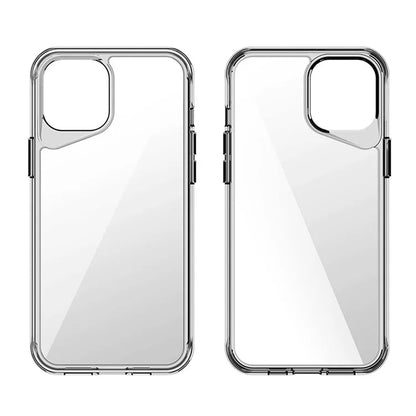 For iPhone 12 Pro Max Case TPU+PC+PMMA Clear Phone Cover Colorful Borders Orange