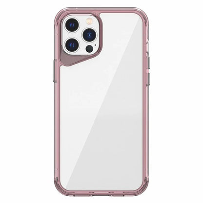 For iPhone 12 Pro Max Case TPU+PC+PMMA Clear Phone Cover Colorful Borders Pink
