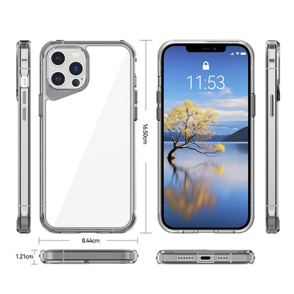 For iPhone 12 Pro Max Case TPU+PC+PMMA Clear Phone Cover Colorful Borders Blue