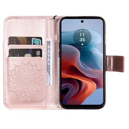 KT Imprinting Flower Series-1 For Motorola Moto G34 5G Case PU Leather Wallet Card Slots Cover