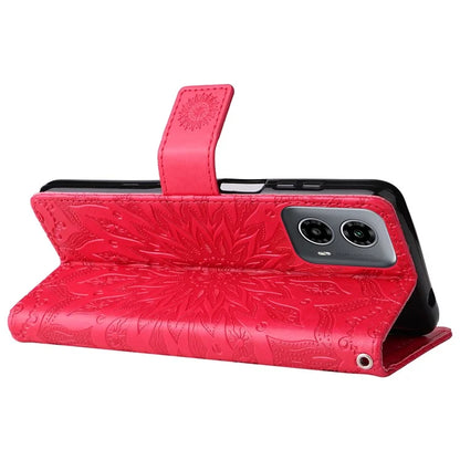 KT Imprinting Flower Series-1 For Motorola Moto G34 5G Case PU Leather Wallet Card Slots Cover