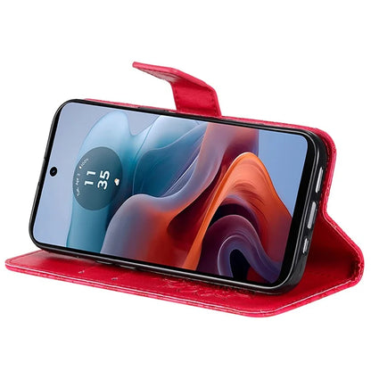 KT Imprinting Flower Series-1 For Motorola Moto G34 5G Case PU Leather Wallet Card Slots Cover