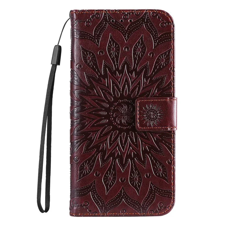 KT Imprinting Flower Series-1 For Motorola Moto G34 5G Case PU Leather Wallet Card Slots Cover