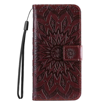 KT Imprinting Flower Series-1 For Motorola Moto G34 5G Case PU Leather Wallet Card Slots Cover