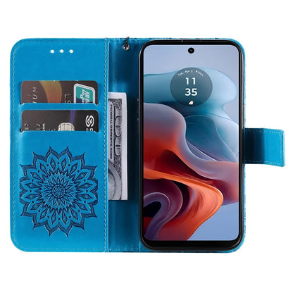 KT Imprinting Flower Series-1 For Motorola Moto G34 5G Case PU Leather Wallet Card Slots Cover