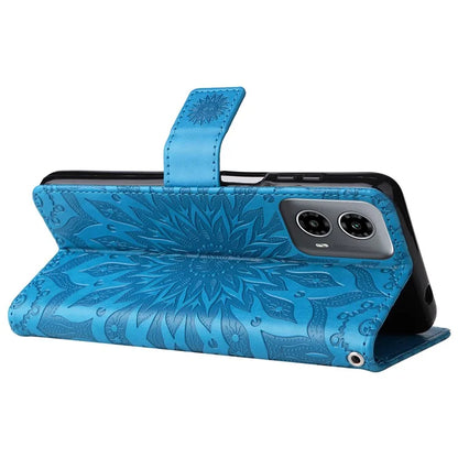 KT Imprinting Flower Series-1 For Motorola Moto G34 5G Case PU Leather Wallet Card Slots Cover