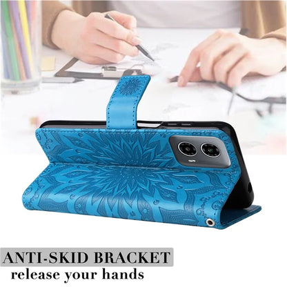 KT Imprinting Flower Series-1 For Motorola Moto G34 5G Case PU Leather Wallet Card Slots Cover