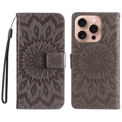 KT Imprinting Flower Series-1 For iPhone 16 Pro Max Case Wallet Leather Phone Cover