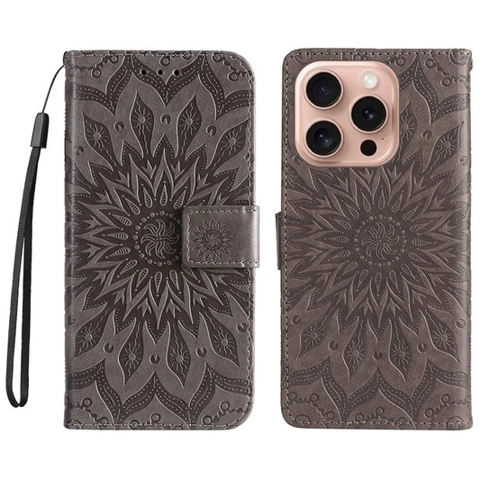 KT Imprinting Flower Series-1 For iPhone 16 Pro Max Case Wallet Leather Phone Cover