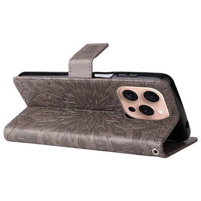 KT Imprinting Flower Series-1 For iPhone 16 Pro Max Case Wallet Leather Phone Cover