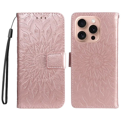 KT Imprinting Flower Series-1 For iPhone 16 Pro Max Case Wallet Leather Phone Cover