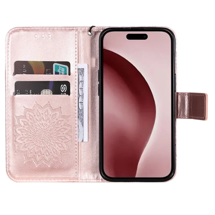 KT Imprinting Flower Series-1 For iPhone 16 Pro Max Case Wallet Leather Phone Cover