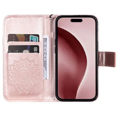 KT Imprinting Flower Series-1 For iPhone 16 Pro Max Case Wallet Leather Phone Cover