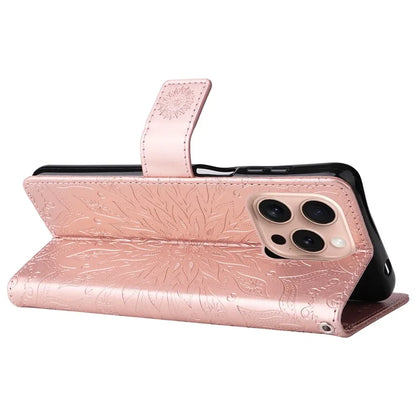 KT Imprinting Flower Series-1 For iPhone 16 Pro Max Case Wallet Leather Phone Cover