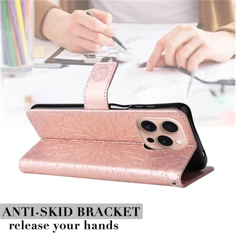KT Imprinting Flower Series-1 For iPhone 16 Pro Max Case Wallet Leather Phone Cover