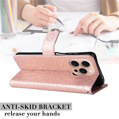 KT Imprinting Flower Series-1 For iPhone 16 Pro Max Case Wallet Leather Phone Cover