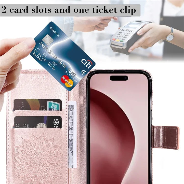 KT Imprinting Flower Series-1 For iPhone 16 Pro Max Case Wallet Leather Phone Cover