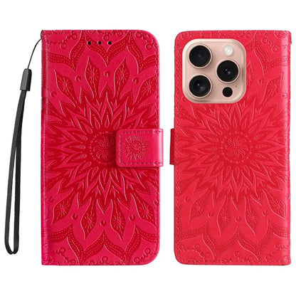 KT Imprinting Flower Series-1 For iPhone 16 Pro Max Case Wallet Leather Phone Cover