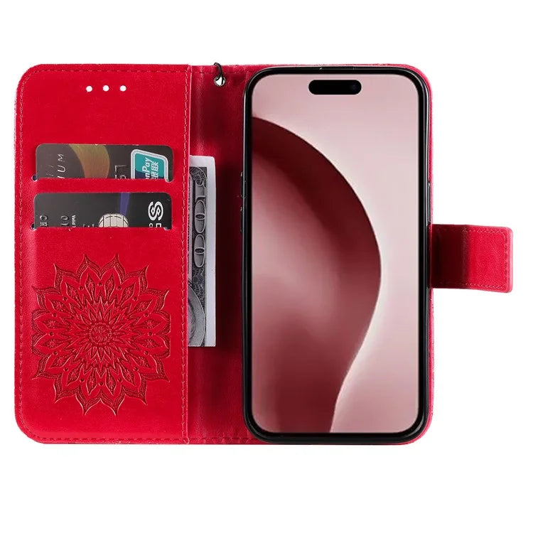 KT Imprinting Flower Series-1 For iPhone 16 Pro Max Case Wallet Leather Phone Cover