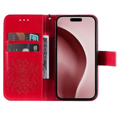 KT Imprinting Flower Series-1 For iPhone 16 Pro Max Case Wallet Leather Phone Cover