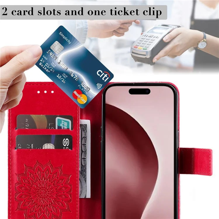 KT Imprinting Flower Series-1 For iPhone 16 Pro Max Case Wallet Leather Phone Cover