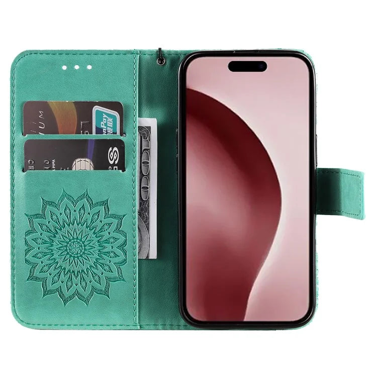 KT Imprinting Flower Series-1 For iPhone 16 Pro Max Case Wallet Leather Phone Cover