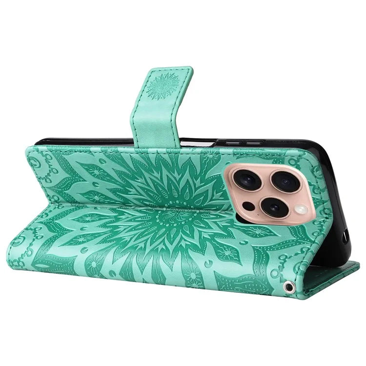 KT Imprinting Flower Series-1 For iPhone 16 Pro Max Case Wallet Leather Phone Cover