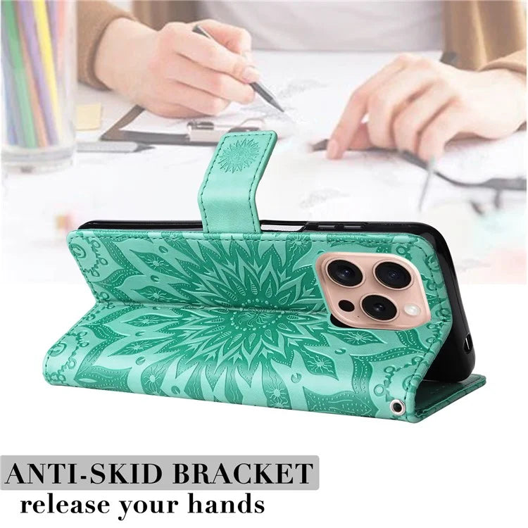 KT Imprinting Flower Series-1 For iPhone 16 Pro Max Case Wallet Leather Phone Cover