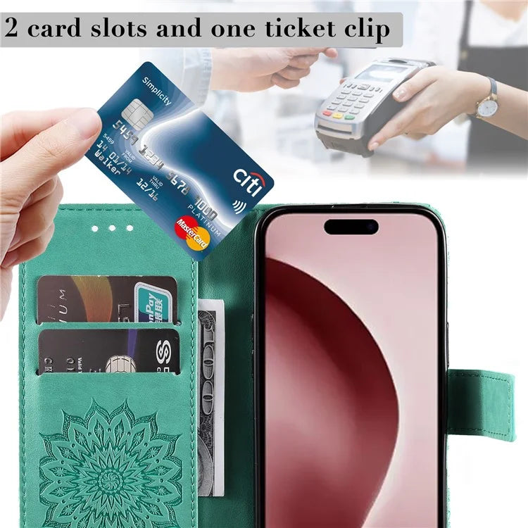 KT Imprinting Flower Series-1 For iPhone 16 Pro Max Case Wallet Leather Phone Cover