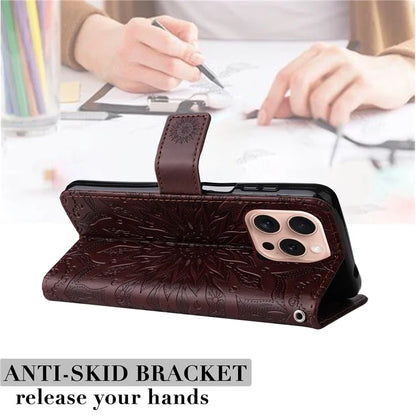 KT Imprinting Flower Series-1 For iPhone 16 Pro Max Case Wallet Leather Phone Cover