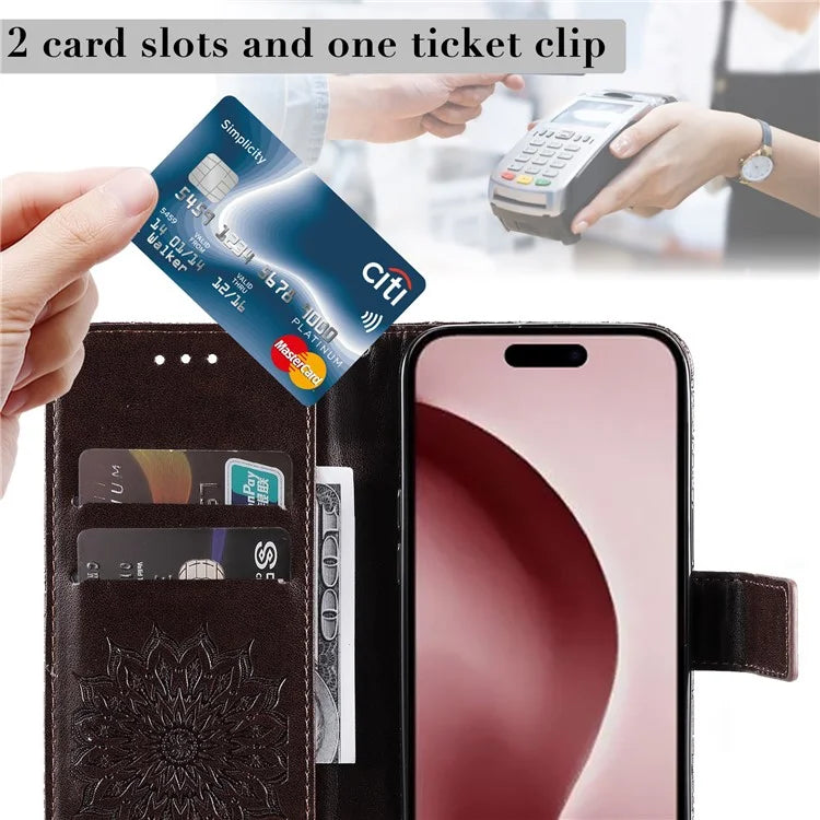 KT Imprinting Flower Series-1 For iPhone 16 Pro Max Case Wallet Leather Phone Cover