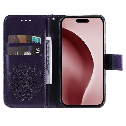 KT Imprinting Flower Series-1 For iPhone 16 Pro Max Case Wallet Leather Phone Cover
