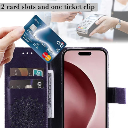 KT Imprinting Flower Series-1 For iPhone 16 Pro Max Case Wallet Leather Phone Cover