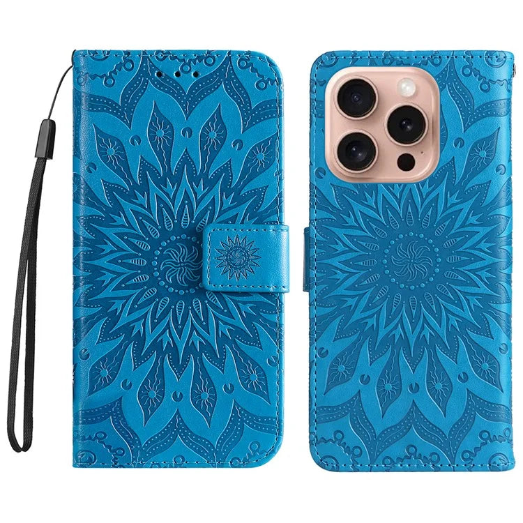 KT Imprinting Flower Series-1 For iPhone 16 Pro Max Case Wallet Leather Phone Cover